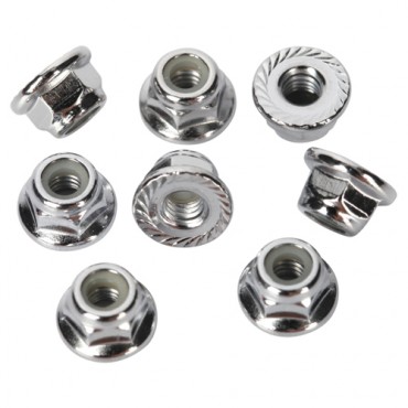 PORCAS DE RODAS M5 NUTS 5MM FLANGED NYLON LOCKING (STEEL SERRATED) 8 PÇS T-MAXX & REVO TRAXXAS TRAX 5147X